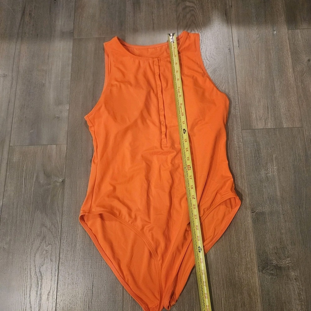 Andie One Piece Swimsuit Womens Size Orange Tank Button Front Lined - Picture 3 of 5